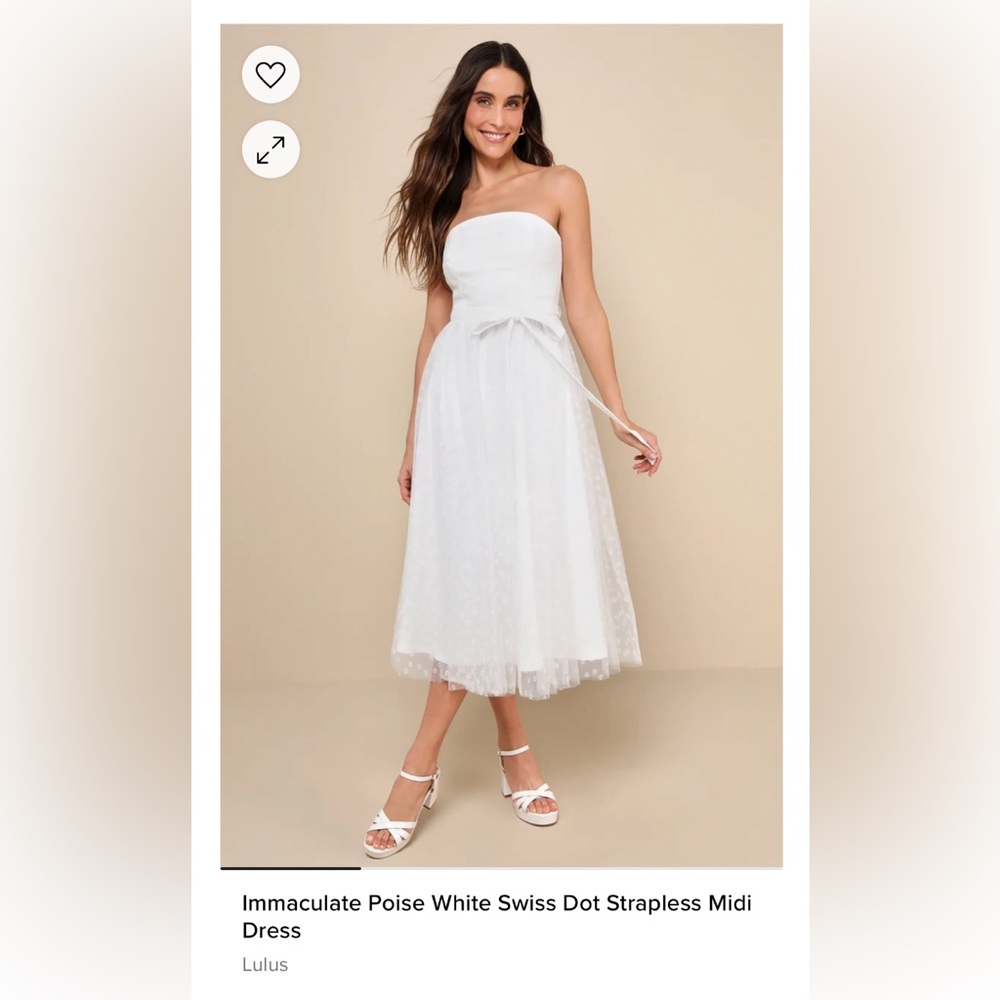 Lulus Immaculate Poise White Swiss Dot Strapless Midi Dress